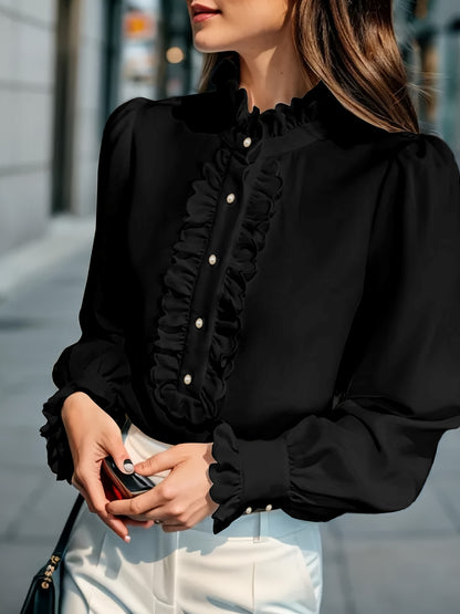 Stand-up Collar Long-sleeved Shirt