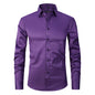 Men's Long-sleeved Fashion Top Slim Solid Color Stretch Shirt