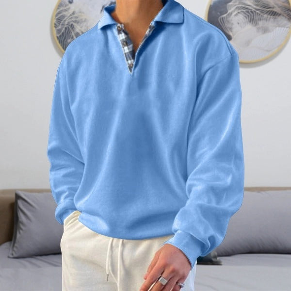 Mens Long Sleeve V-neck Lapel sweater