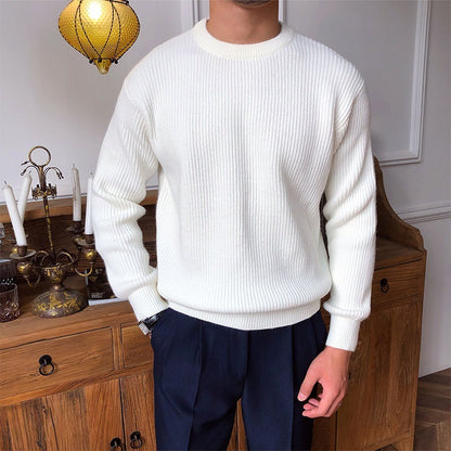 Mens Long Sleeve Casual Round Neck Sweater