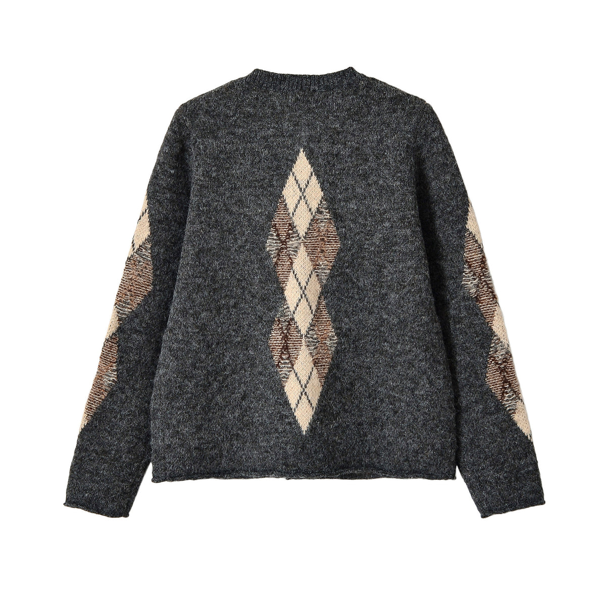 Round neck diamond cardigan sweater