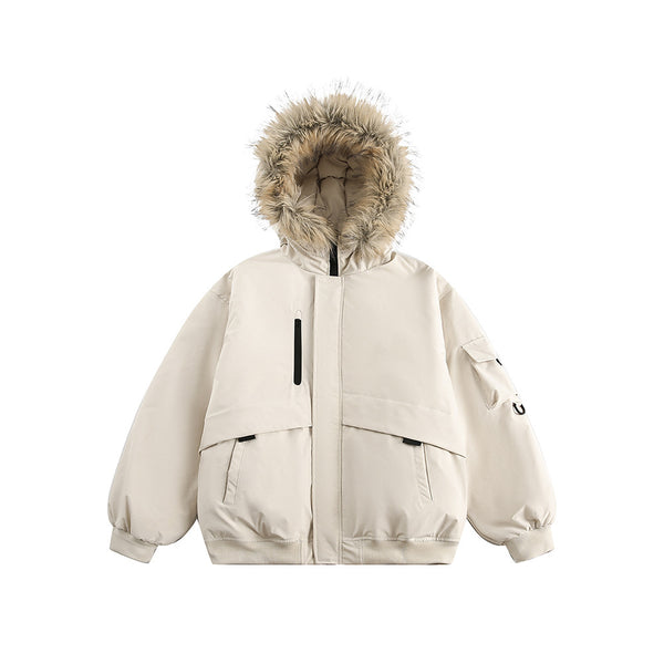 Doudoune parka à capuche avec col en fourrure rétro, épaisse pour femme, pour l'hiver