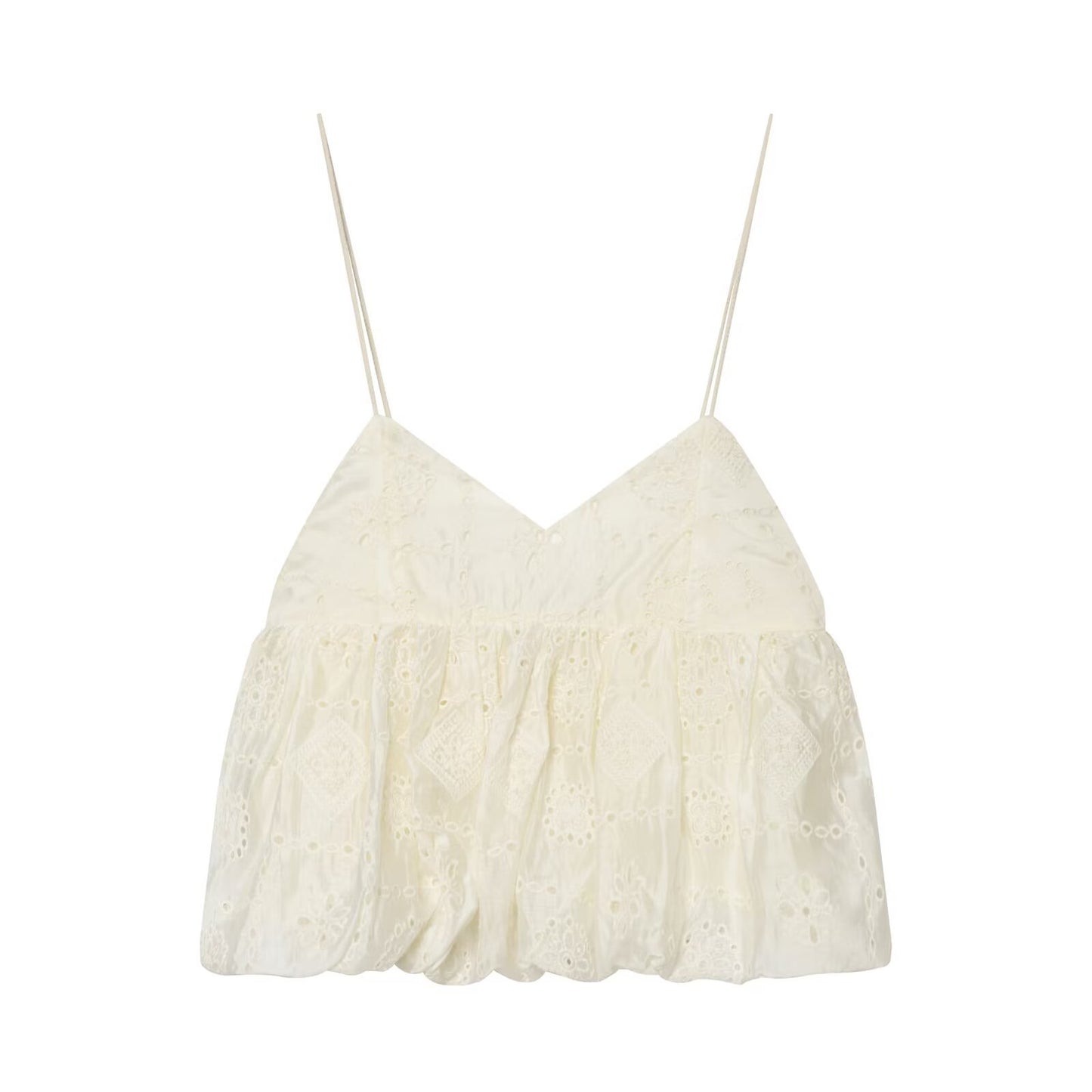 Spicy Girl Hollow Embroidered Bubble Short Top