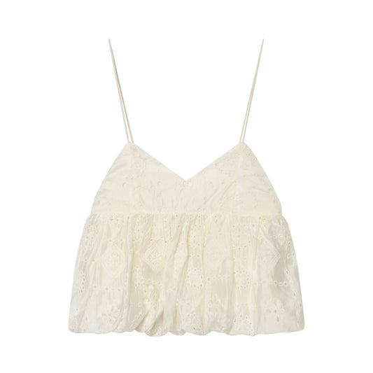 Spicy Girl Hollow Embroidered Bubble Short Top