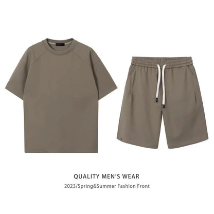 Simple Loose Couple Style Short-sleeved Shorts Two-piece Suit