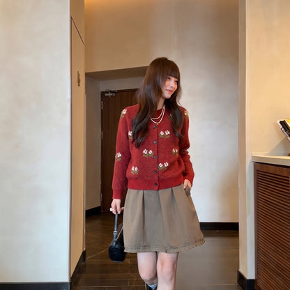 Embroidered cardigan sweater