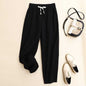 Pure Cotton Casual Pants Simple Tapered Cropped Pants Mid Waist