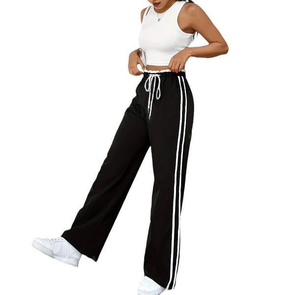 Black Straight-Leg Sports Pants