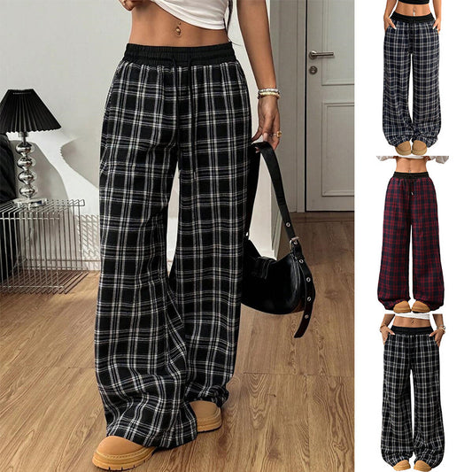 Retro Plaid Loose Casual Pants