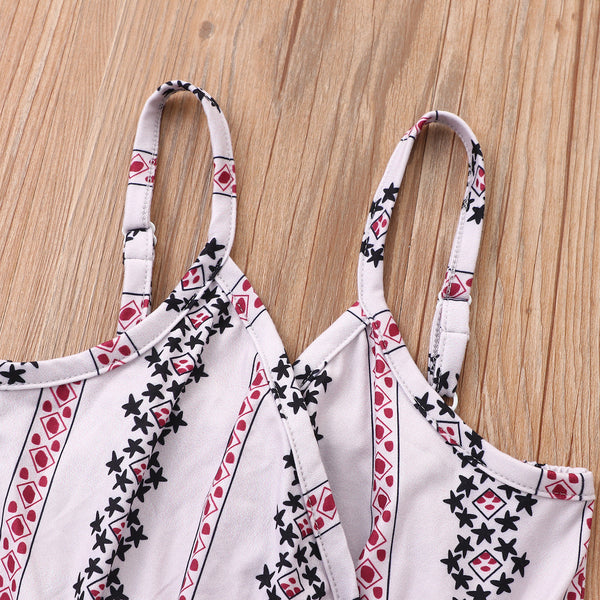 Girls Floral Striped Overalls - Cotton Jumpsuit