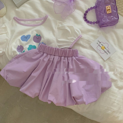 Korean Style Western Style Baby Girl Purple Two-piece Set