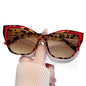 Women's Fashion Cat Eye Color Block Frame Gradient  Leopard Print Glasses