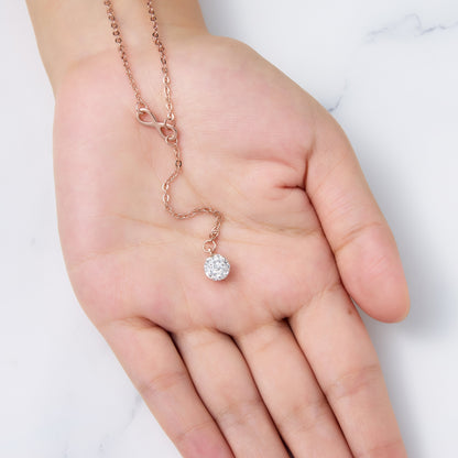 Rose Gold Plated Infinity Lariat Necklace Created with Zircondia® Crystals