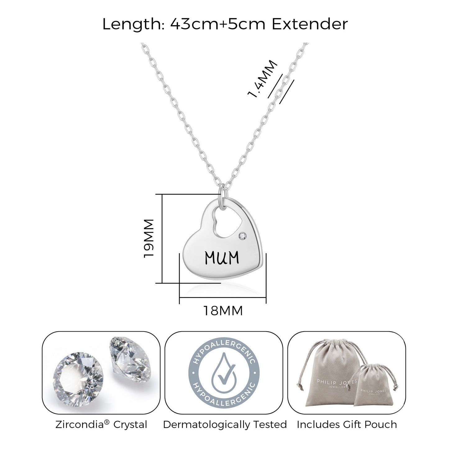 Mother and Daughter Quote Heart Necklace Created with Zircondia® Crystals