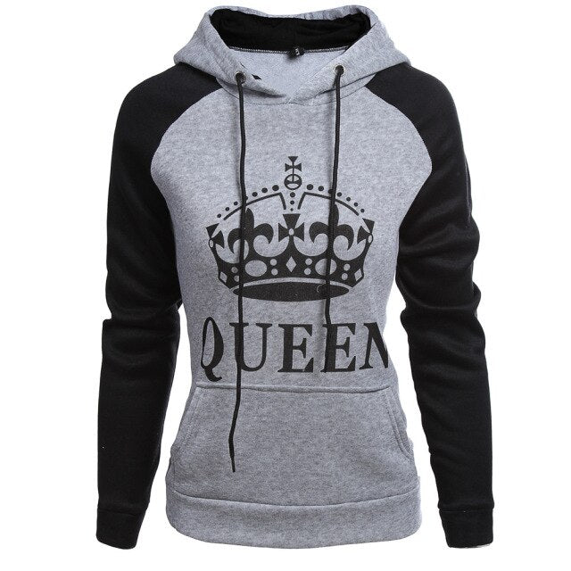 KING Queen Crown Print Unisex Autumn Hoodies Sweatshirt