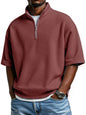 Men's Waffle Knit Half-Zip Polo Shirt - Short Sleeve