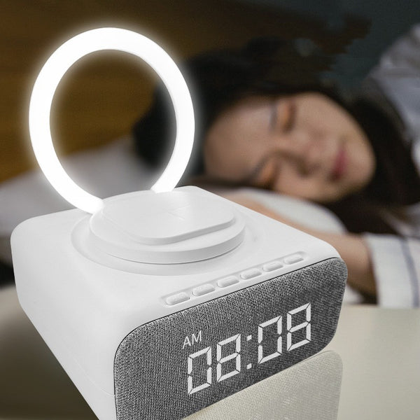 Haut-parleur Bluetooth 6-en-1 avec recharge sans fil et réveil