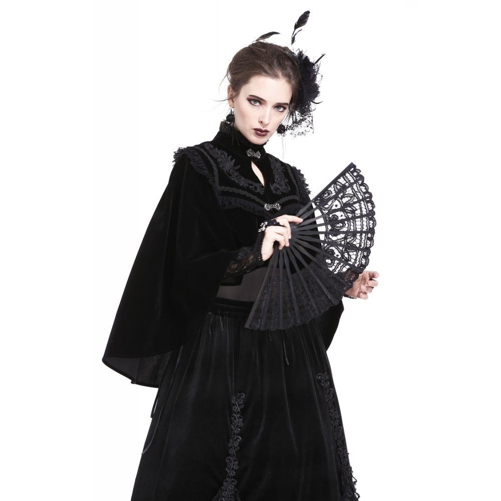 Dark in Love Gothic Elegance Black Lace Fan – Victorian-Inspired Accessory