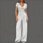 Women's Short Sleeve Sportswear & Wide Leg Pants Set