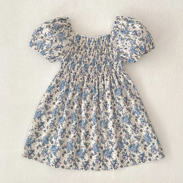 Girls' Short-sleeved Floral Dress