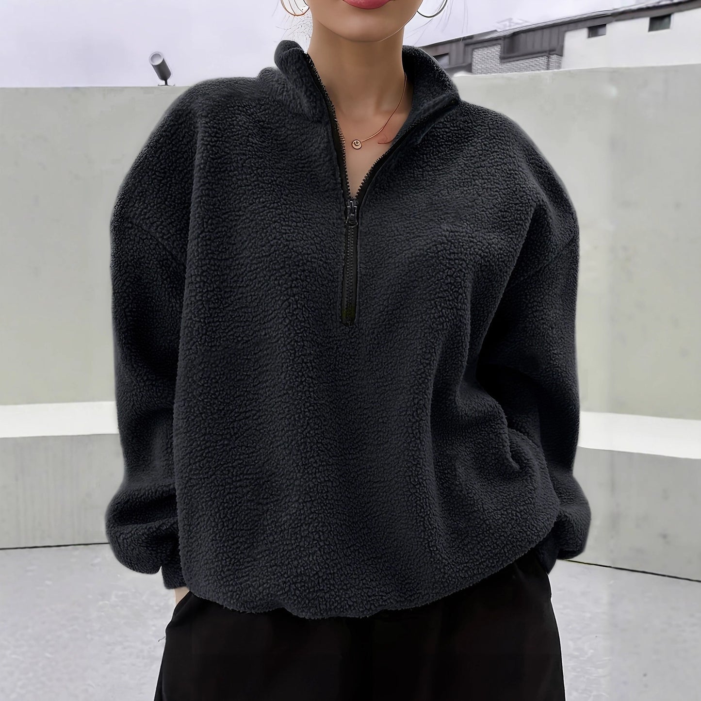 Women's Long-sleeved Casual Solid Color Simple Sweater