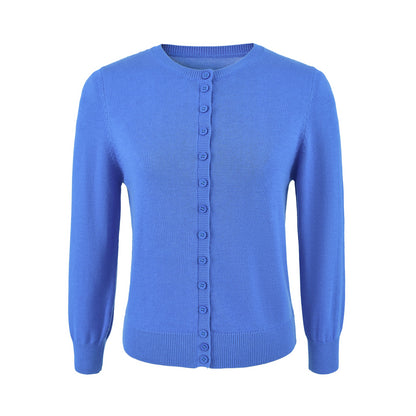 Round Neck Cropped Knit Cardigan