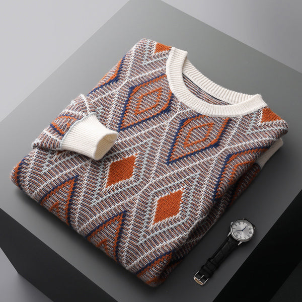 Pull basique losanges rétro pour homme