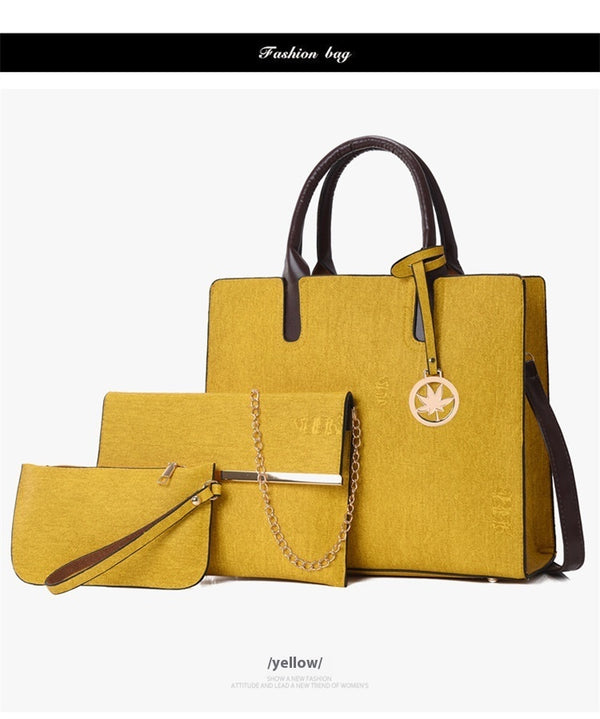 3-Piece PU Leather Handbag Set