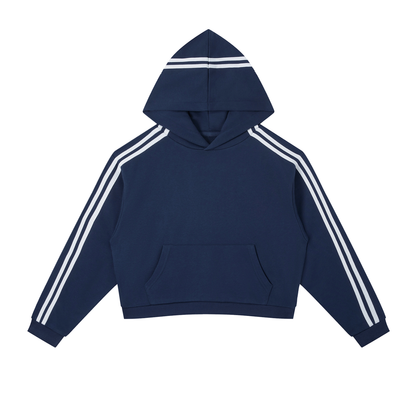 Contrast Side Stripe Cropped Hoodie 340GSM
