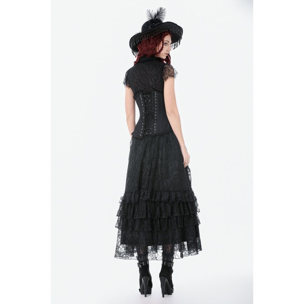 Corset long Talia Gothic Dark in Love avec baleines en métal