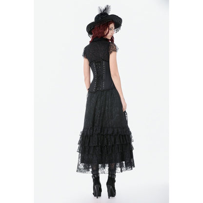 Corset long Talia Gothic Dark in Love avec baleines en métal