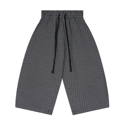 Unisex Plaid Loose Capri Shorts