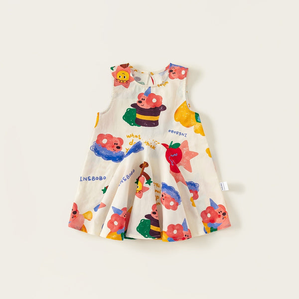 Girls’ Sleeveless Graffiti Summer Dress