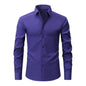 Full Elastic Force Natural Color Button Men's Plus Size Shirt