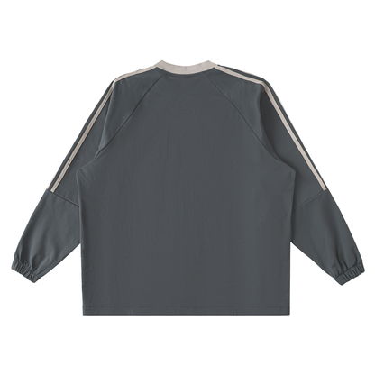 Color-Block V-Neck Long-Sleeve T-Shirt