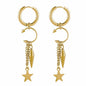 Aelin Luxe 18k Gold Plated Statement Dangle  Star Charm Hoop Earrings