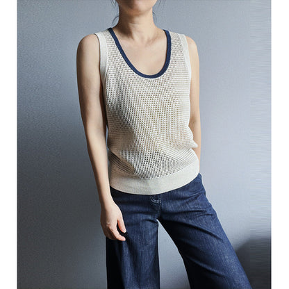 Style Hollow-out U-neck Knit Vest for Women