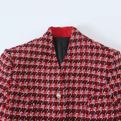V-neck woolen suit jacket for women