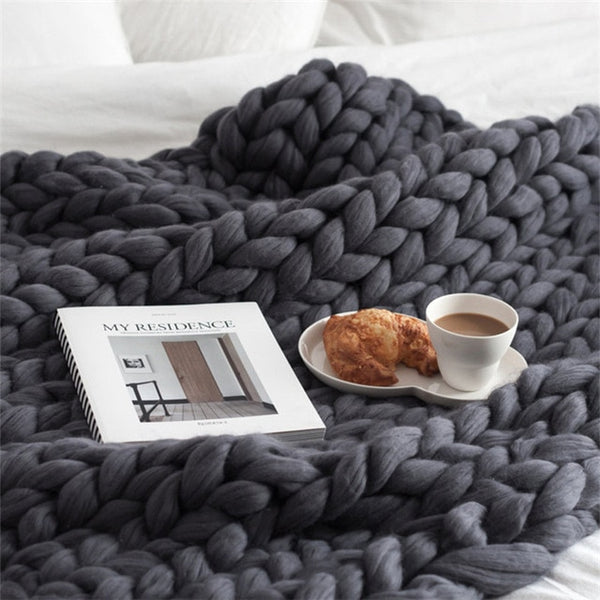 Chunky Knit Cotton Throw Blanket