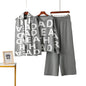 Elegant Women’s Knitted Suit – Letter Shawl, Woolen Round Neck Top & Casual Wide-Leg Pants