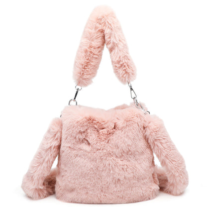 Sac à bandoulière duveteux pour femmes, sac à main à poignée supérieure, sac à main d'automne-hiver en peluche, sacs de courses tendance pour filles, sacs à main pour femmes