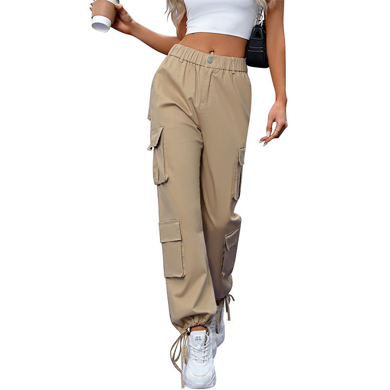 Women's High Waist Pocket Straight-leg Pants