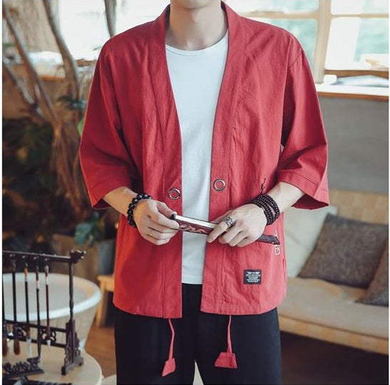 Chinese-Style 3/4-Sleeve Cardigan