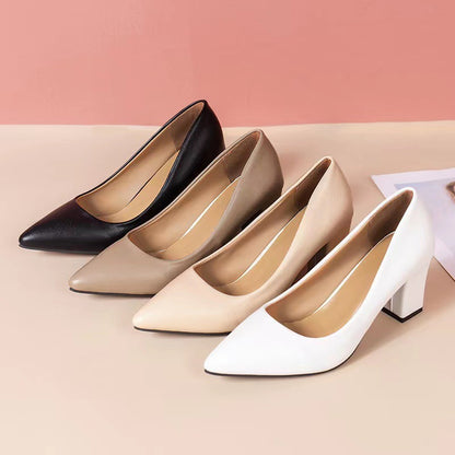 Women's Chunky Heel Pointed Work Shoes