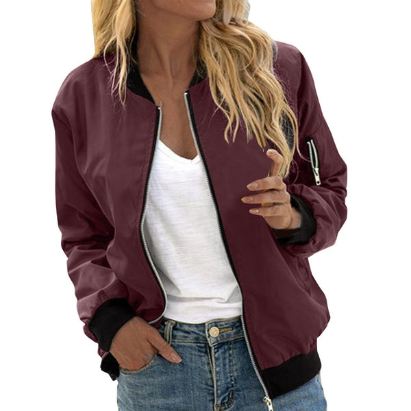 Women's Zipper Vintage Bomber Jacket
