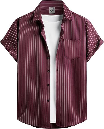 Striped And Solid-color Short-sleeve Shirt-cardigan