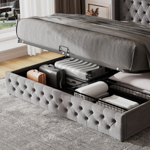 150 × 200 cm Velvet Storage Bed