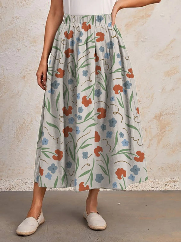 Elastic Waist Slimming Large Hem Skirt