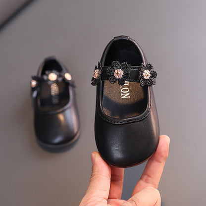 Girls Flower Soft Bottom Shoes