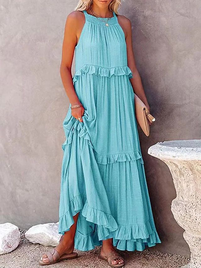 Womens Halter Neck Long Dresses